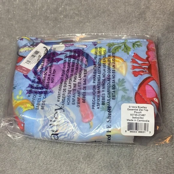 🦀VERA BRADLEY🦀Seafood Boil Essential Zip-Top Pouch in Cotton/NWT - Picture 4 of 6